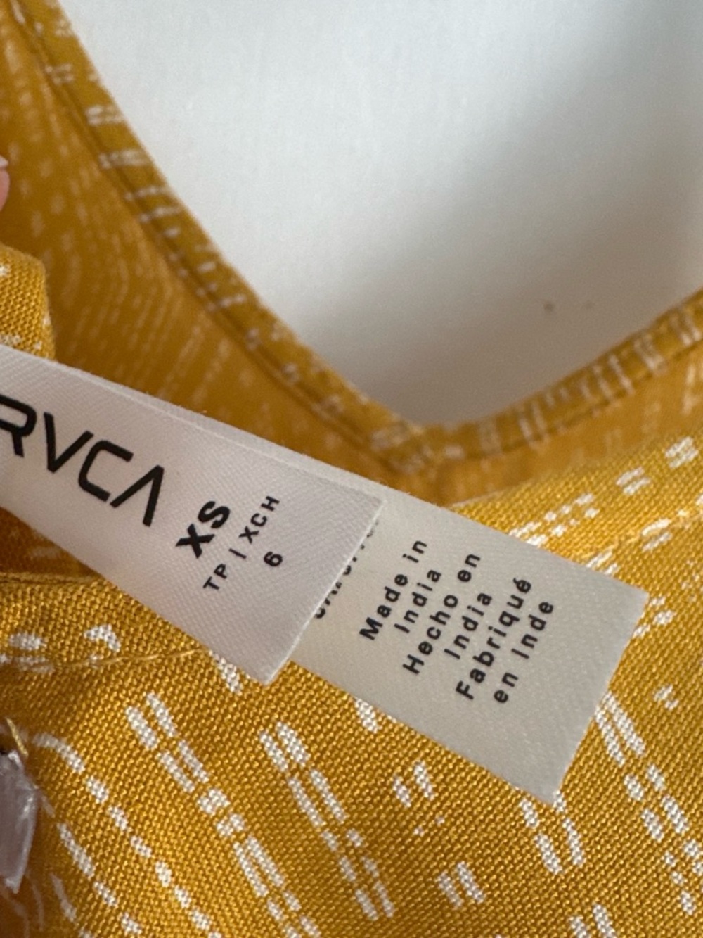 RVCA Mustard Yellow Printed Mini Dress - Picture 4 of 5